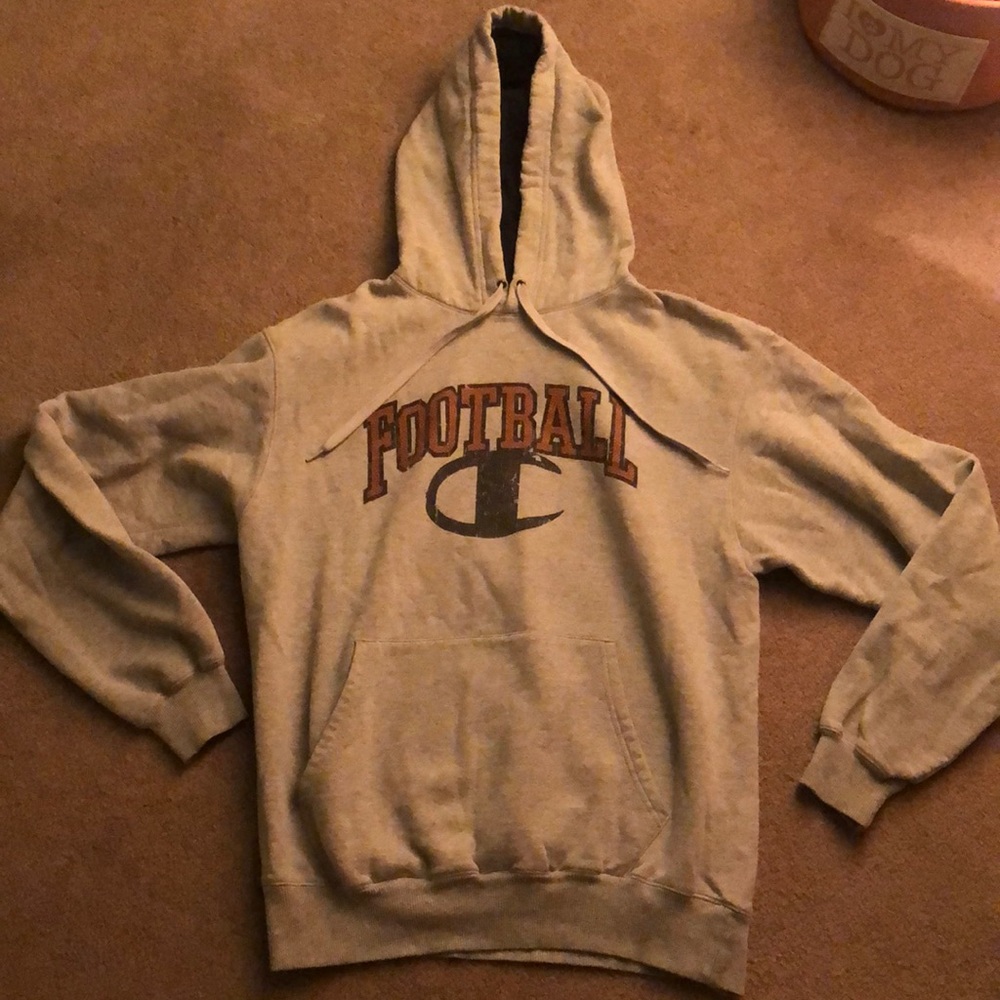 CHAMPION VINTAGE ECO AUTHENTIC GRAY FOOTBALL HOODIE SIZE MEDIUM!!!